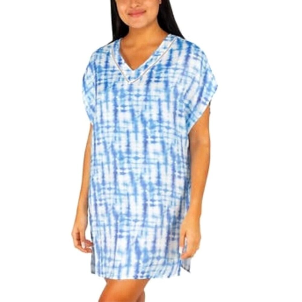 Tahari Blue and White Tie-Dye Mini Dress